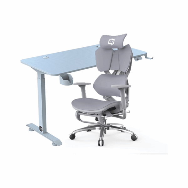 BUNDLE CHAISE & BUREAU SG SGD-M140 BLANC + X5S-602-JT GRIS