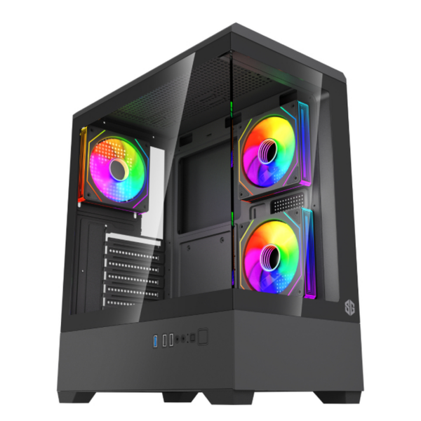 BOITIER SG GLASS 3 FAN ARGB NOIR